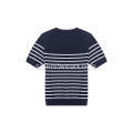 Mäns Strikkad Stripe Polo Shirt